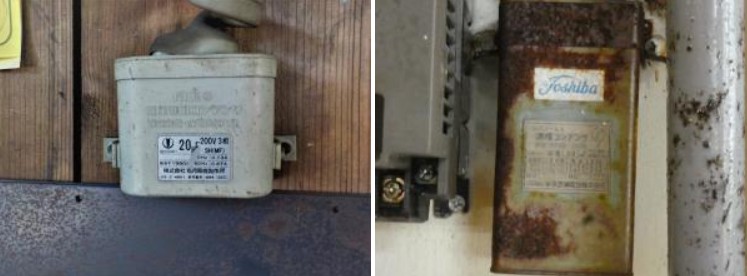 古いコンデンサーの画像2つ