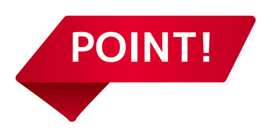 赤いリボン型のPOINT!マーク
